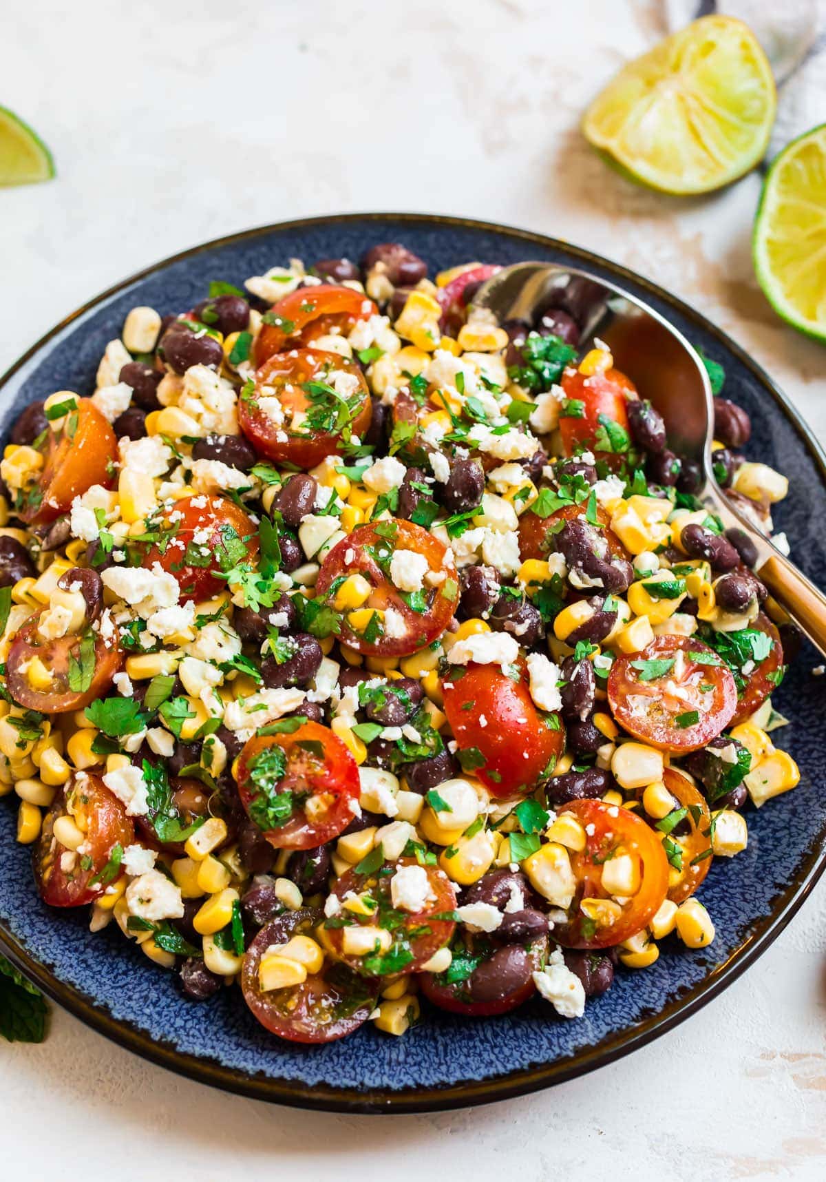 Easy Black Bean Salad with Goat Cheese and Corn