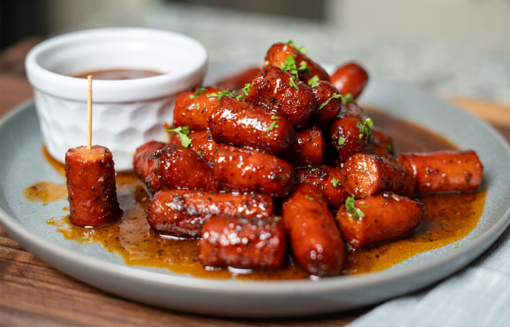 Smoked Hot Dog Burnt Ends with Kansas City Style BBQ Sauce