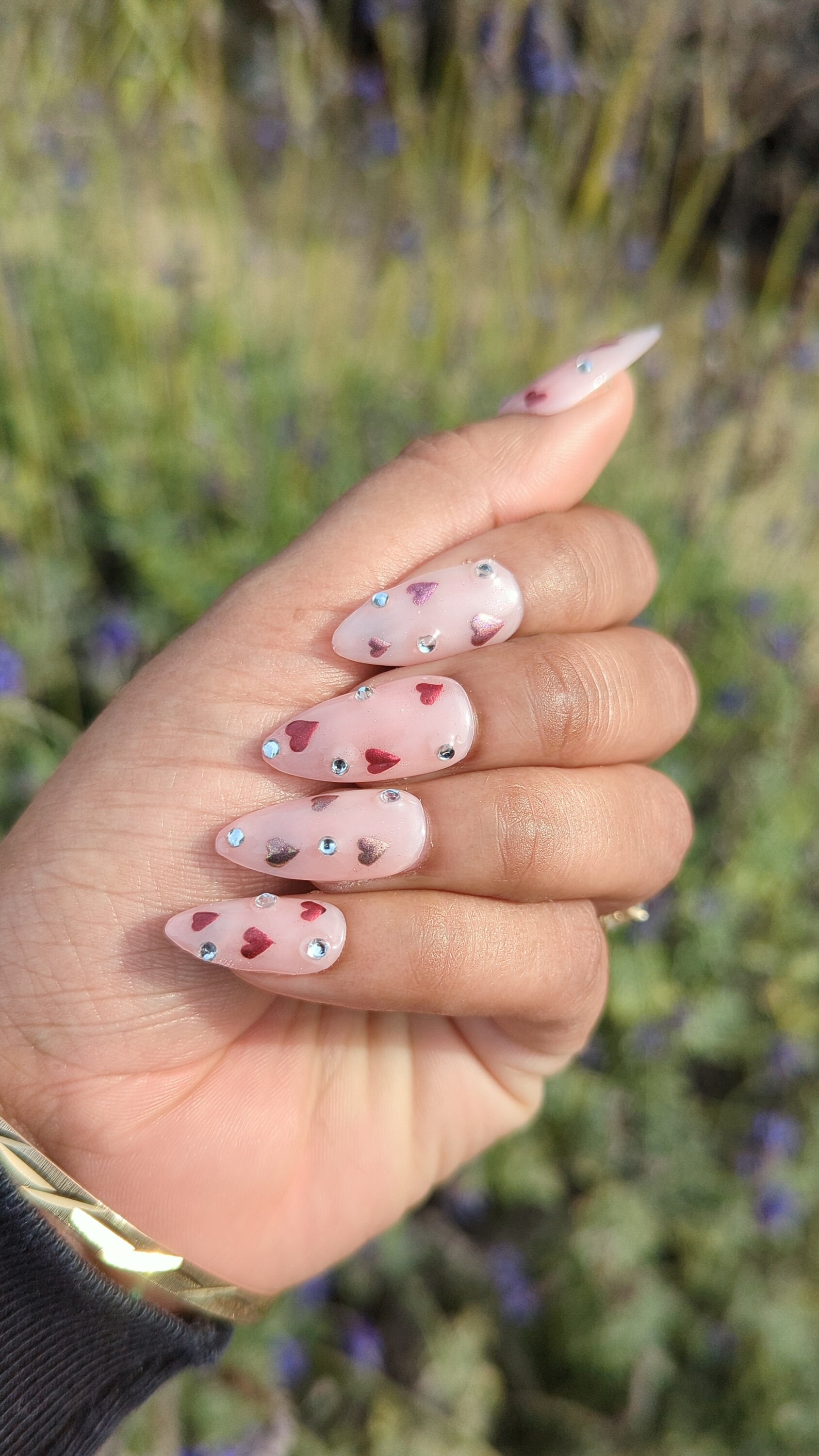 Stunning Pink Chrome Heart Nails Designs Youll Love